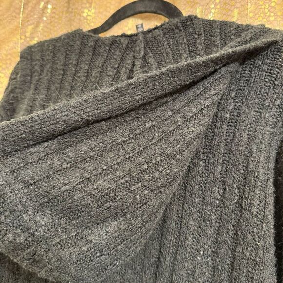 Express Black Fuzzy Hooded Soft Open Cardigan Sweater Small/Medium - Picture 7 of 7